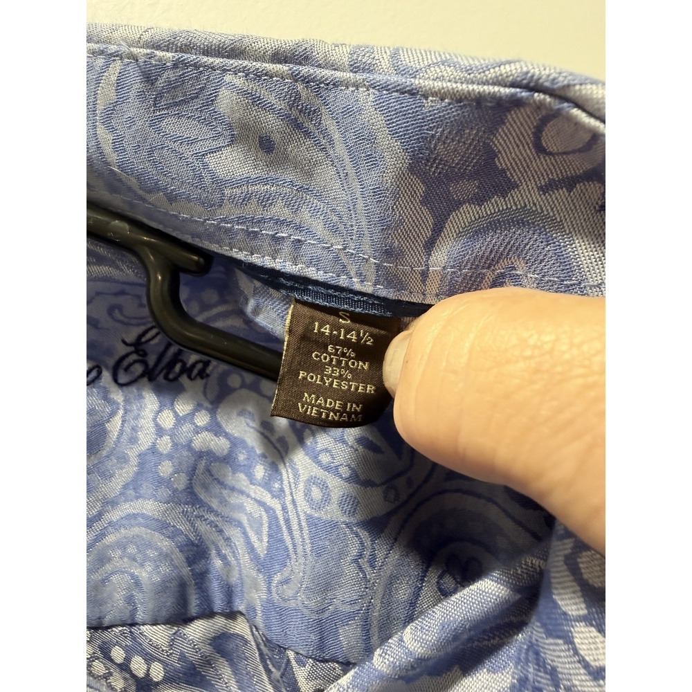 Tasso Elba Paisley Button Up Shirt Men's Size Small Blue Long Sleeve NEW - Picture 3 of 5